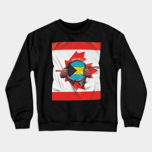 Bahamas Flag Canadian Flag Ripped - Gift for Bahamian From Bahamas Crewneck Sweatshirt